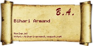 Bihari Armand névjegykártya